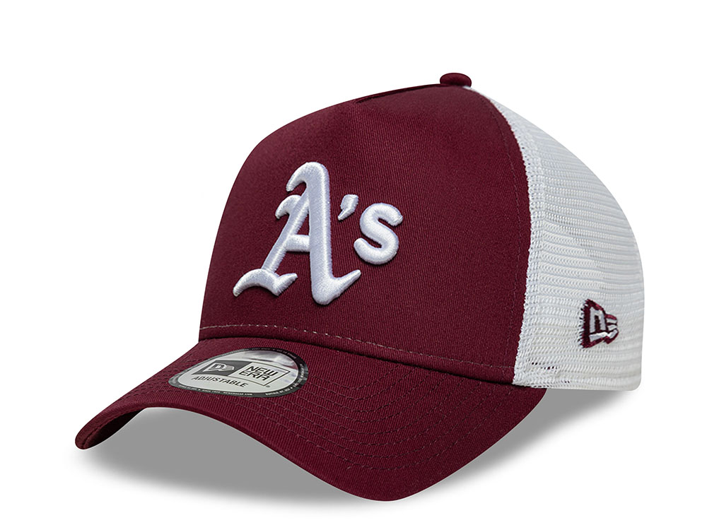New Era Oakland Athletics League Essential Maroon Prime Edition 9Forty A Frame Trucker Snapback Hat