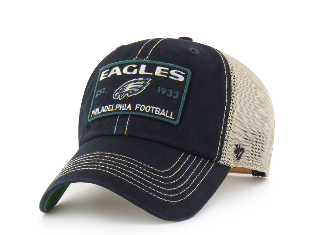47 Brand Philadelphia Eagles Washed Black Clean Up Strapback Hat