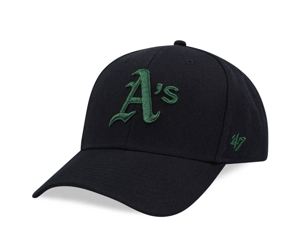 47Brand Oakland Athletics Black Metallic Green Black MVP Snapback