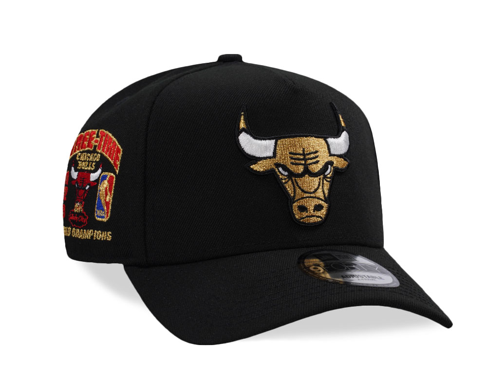 New Era Chicago Bulls 3x World Champions Black Prime Edition 9Forty A Frame Snapback Hat