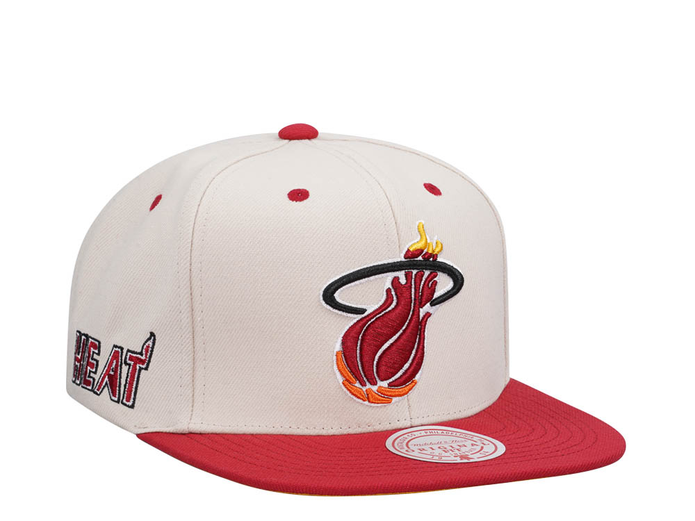 Mitchell & Ness Miami Heat Sail Off White Two Tone Snapback Hat