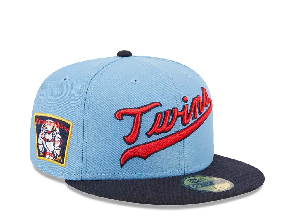 New Era Minnesota Twins Powder Blues Sky Throwback Two Tone Edition 59Fifty Fitted Hat