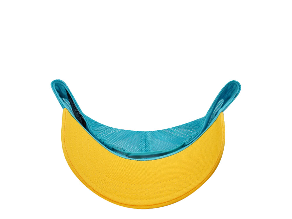 Von Dutch Surf Screen Print Teal Yellow Trucker Snapback Cap