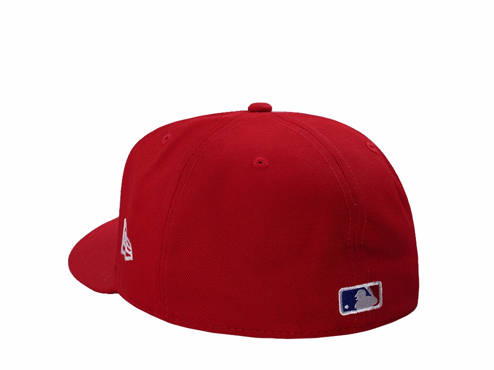 New Era Los Angeles Dodgers World Series 2025 Scarlet Red Prime Edition 59Fifty Pre Curved Fitted Hat