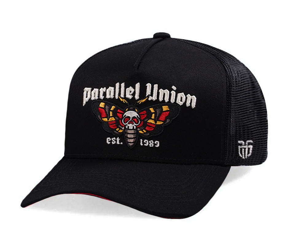 Parallel Union Skull Butterfly Patch Black Edition Trucker Snapback Hat