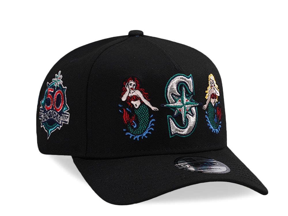 New Era Seattle Mariners 50th Anniversary Mermaid Black Prime Edition 9Forty A Frame Snapback Hat