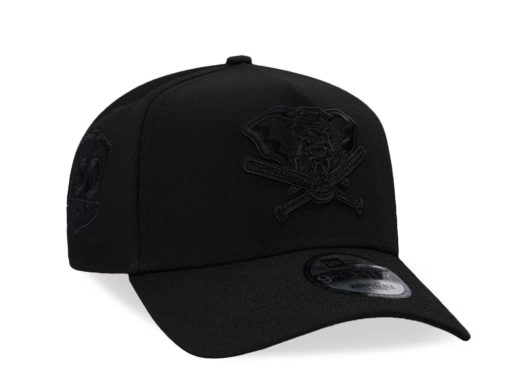 New Era Oakland Athletics 50th Anniversary Black On Black 9Forty A Frame Snapback Hat