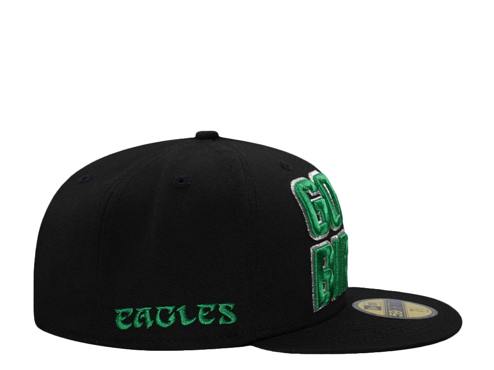 New Era Philadelphia Eagles GO EAGLES Black Throwback Edition 59Fifty Fitted Hat