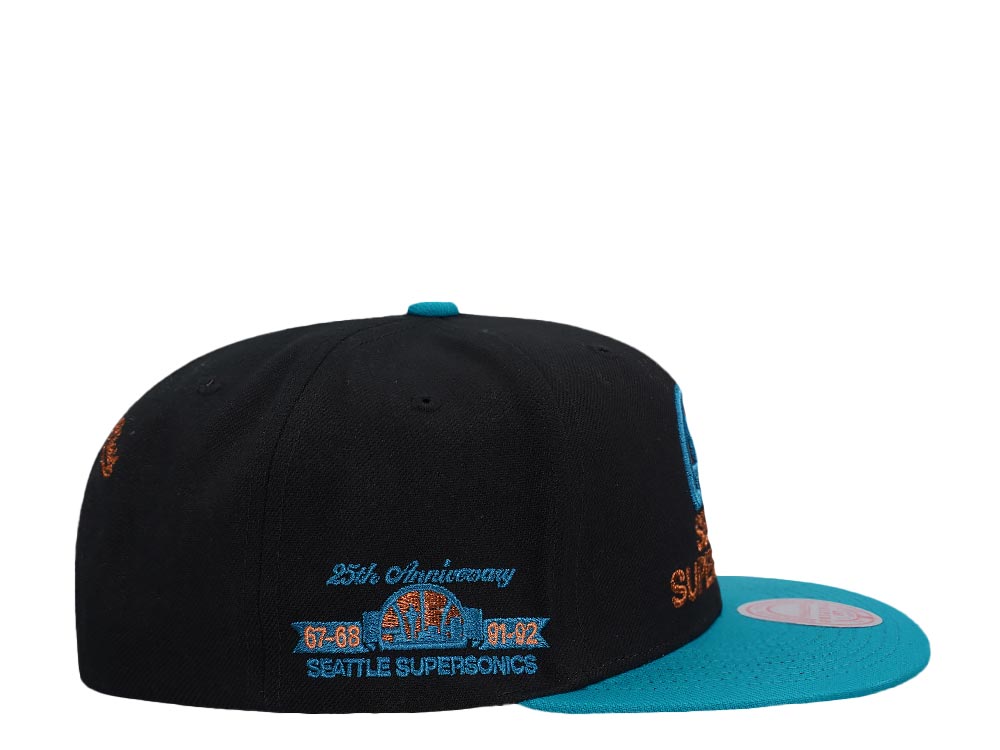Mitchell & Ness Seattle Supersonics 25th Anniversary Make Cents Black Two Tone Hardwood Classic Snapback Hat