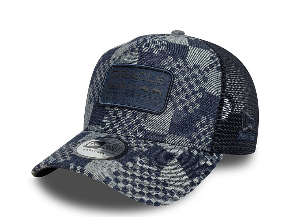 New Era Red Bull Racing Patterned Denim 9Forty A Frame Trucker Snapback Hat