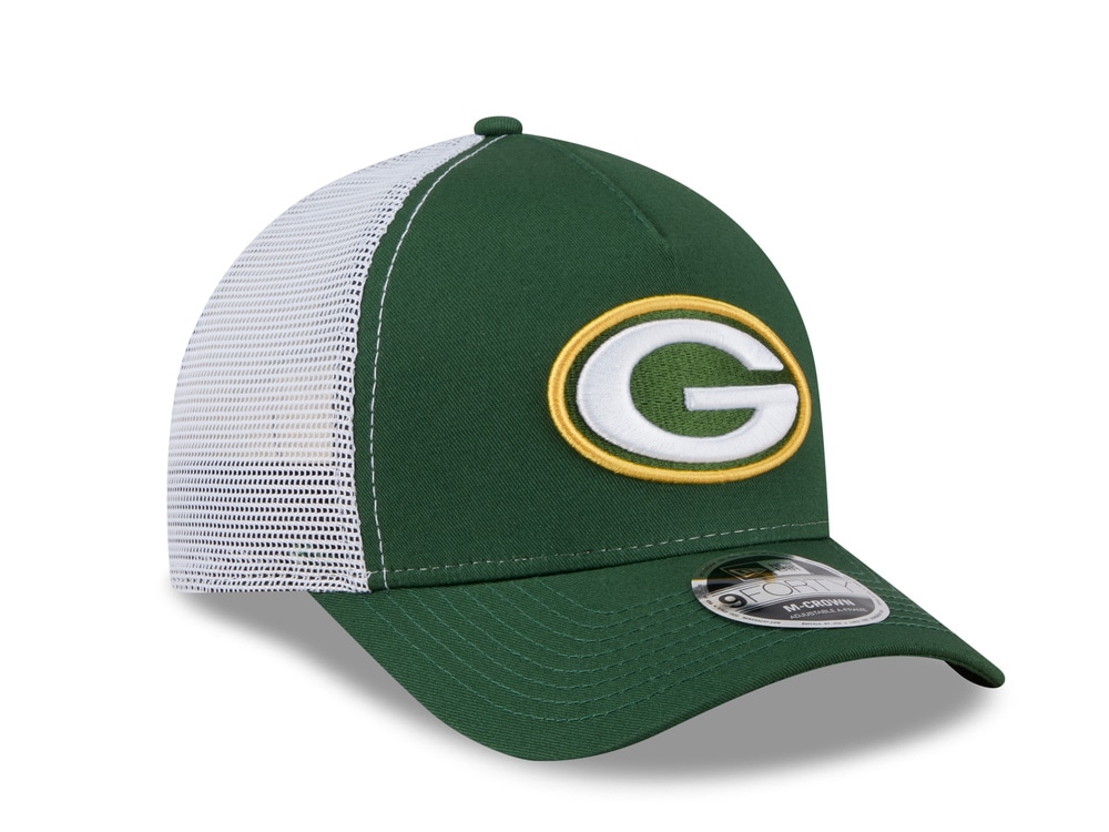 New Era Green Bay Packers Official Team Color Edition 9Forty M Crown A Frame Trucker Snapback Hat