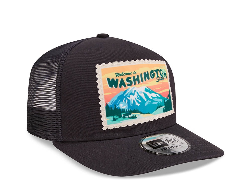 New Era Washington Postcard Navy A Frame Trucker Snapback Hat