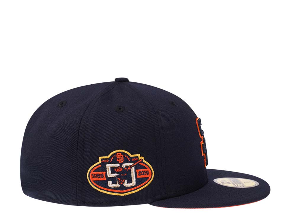 New Era San Diego Padres 50th Anniversary Navy Orange Pop Edition 59Fifty Fitted Hat