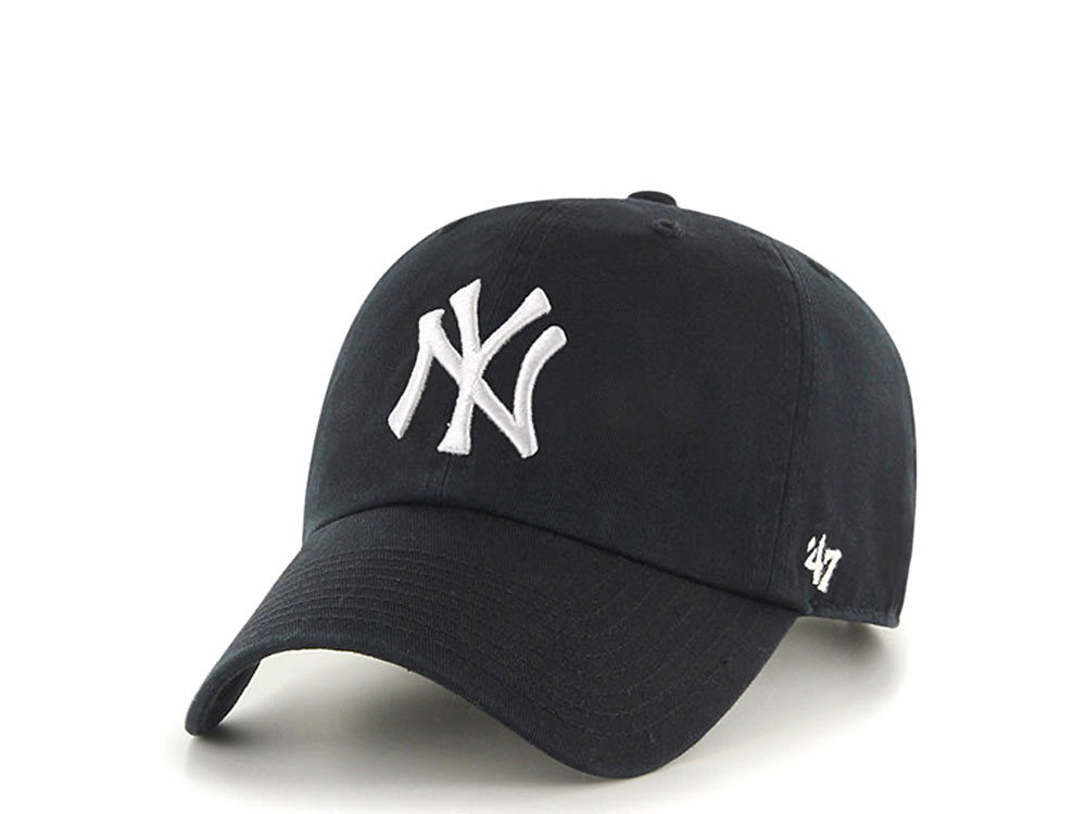 47Brand New York Yankees Clean Up Black Strapback Hat