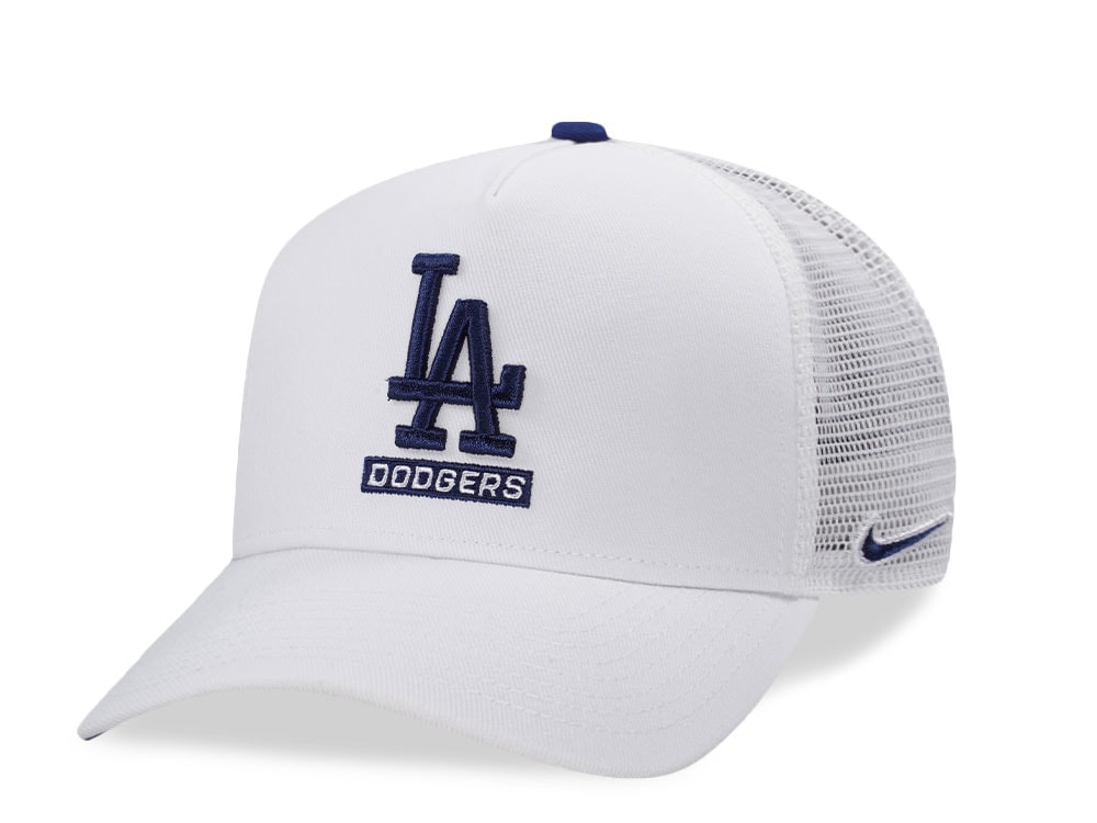 Nike Los Angeles Dodgers Primetime Dri-Fit Rise White Edition Trucker Snapback Hat