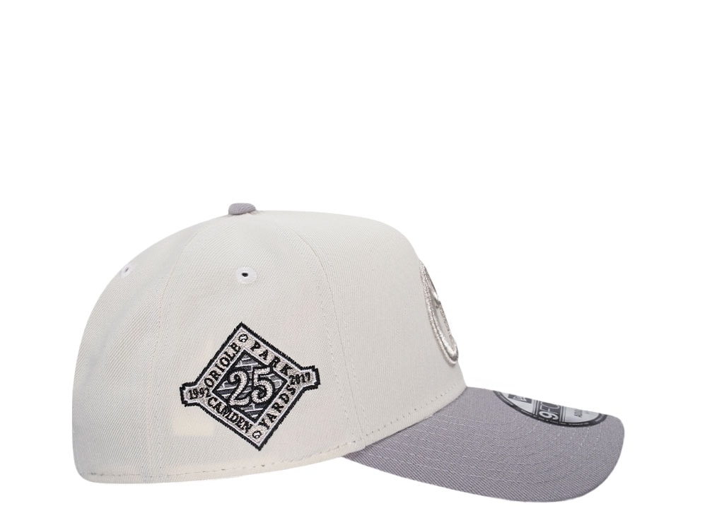 New Era Baltimore Orioles 25th Anniversary Metallic Chrome Two Tone 9Forty A Frame Snapback Hat