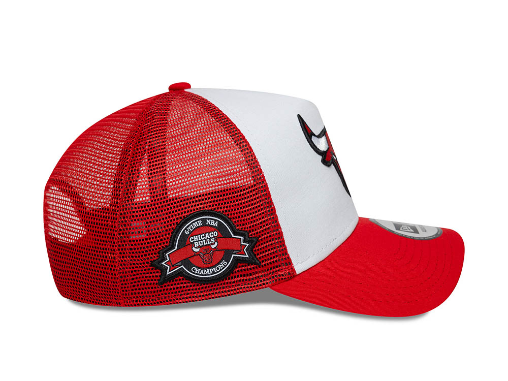 New Era Chicago Bulls 6 Time NBA Champions Edition 9Forty A Frame Trucker Snapback Hat