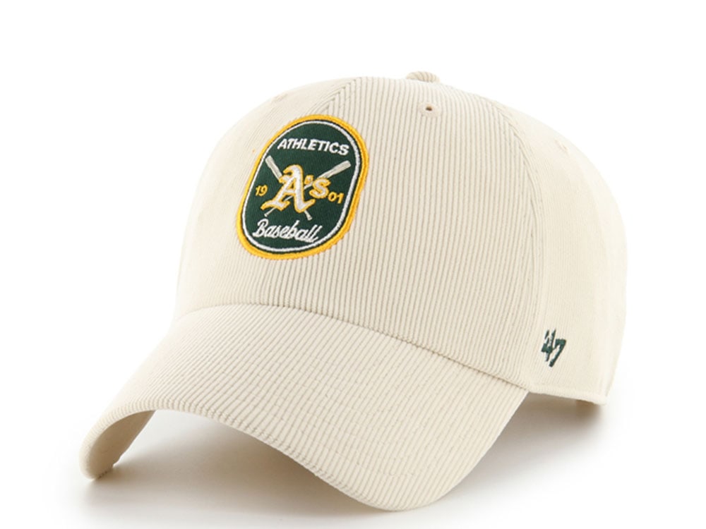 47 Brand Oakland Athletics Crosspatch Natural Corduroy Clean Up Strapback Hat