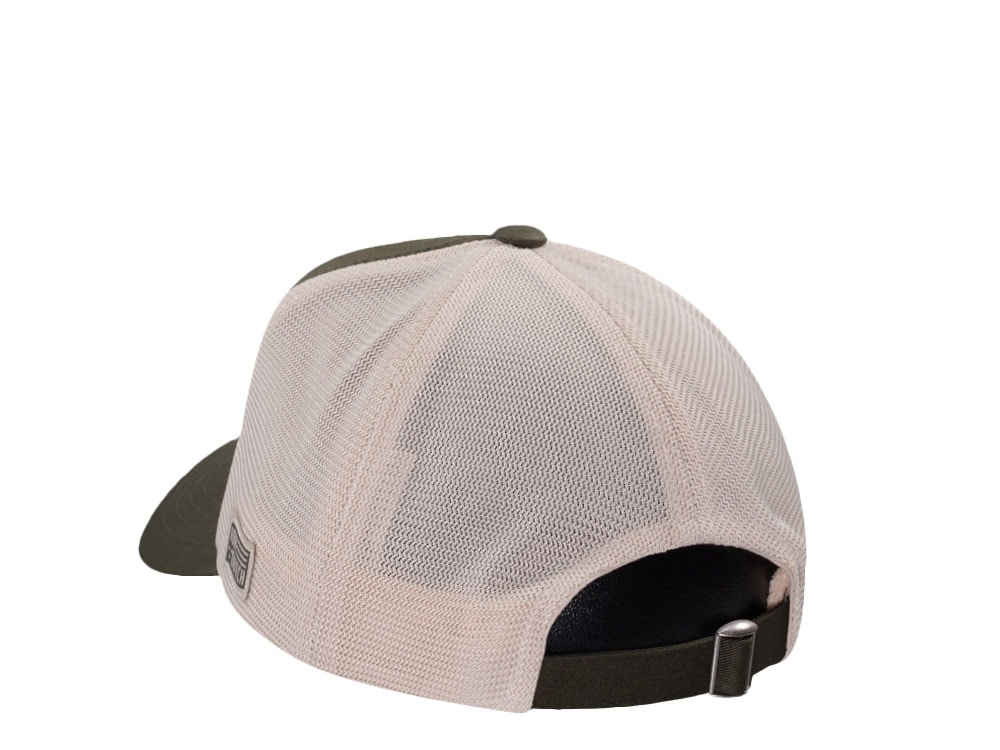 Von Dutch Embroidered Oval Patch Olive Trucker Strapback Hat