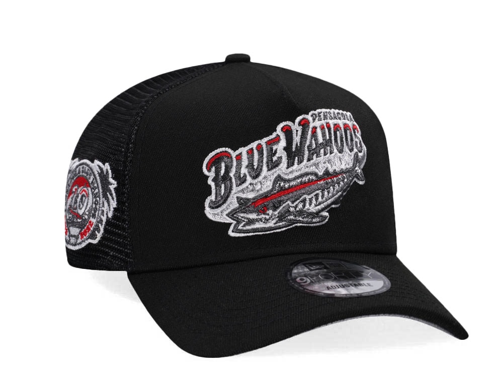 New Era Pensacola Blue Wahoos 10 Years Black Trucker Edition 9Forty A Frame Snapback Hat