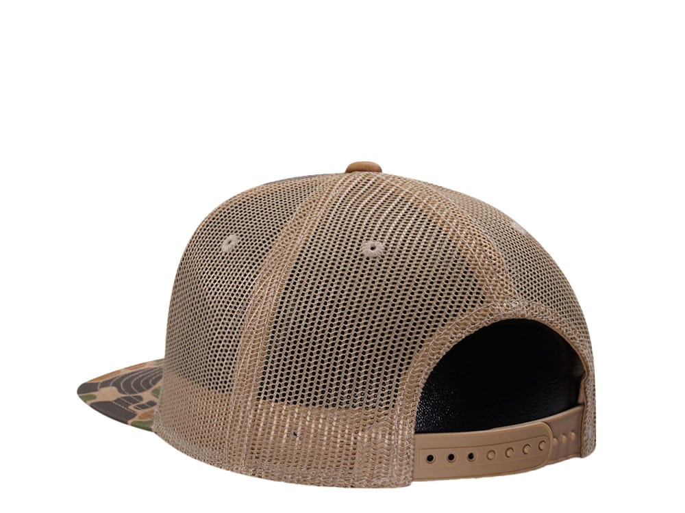 John Deere Square Patch Camo Khaki Trucker Snapback Hat