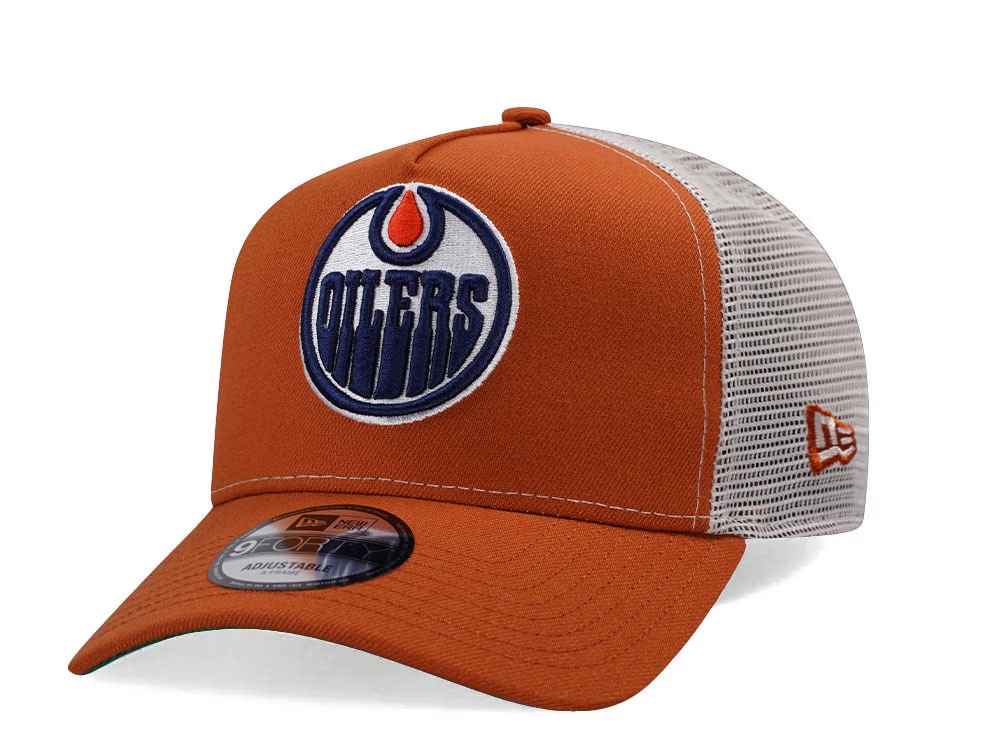 New Era Edmonton Oilers Classic Rust Trucker Edition 9Forty A Frame Snapback Hat