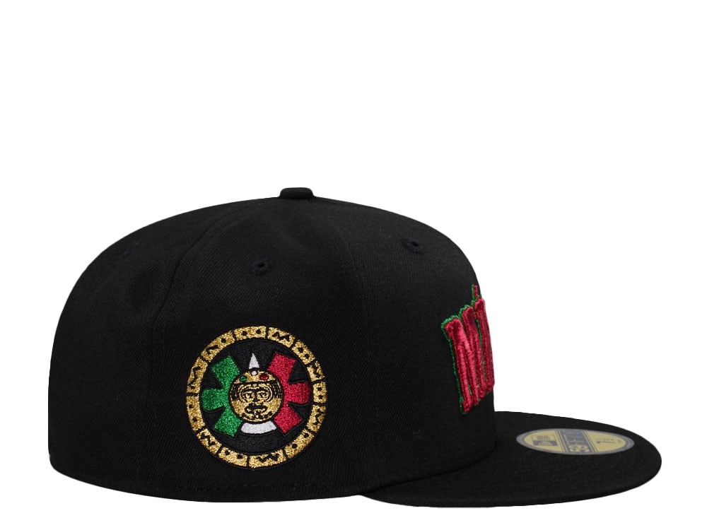 New Era Mexico Aztec Metallic Script Black Prime Edition 59Fifty Fitted Hat