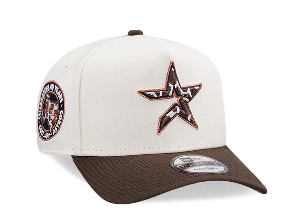 New Era Houston Astros 40th Anniversary Cow Burnt Wood Two Tone Edition 9Forty A Frame Snapback Hat