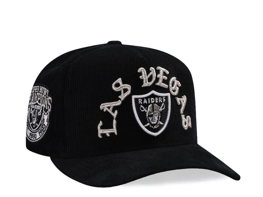 New Era Las Vegas Raiders Super Bowl Champions Black Edition 9Fifty A Frame Snapback Hat