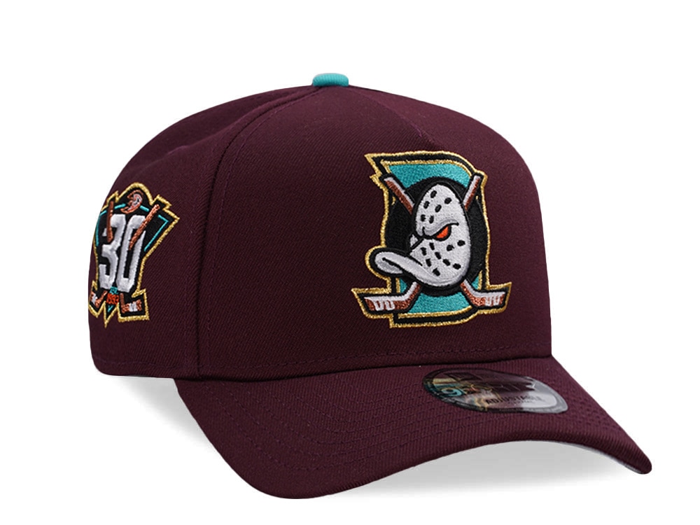New Era Anaheim Ducks 30th Anniversary Maroon Prime Edition 9Forty A Frame Snapback Hat