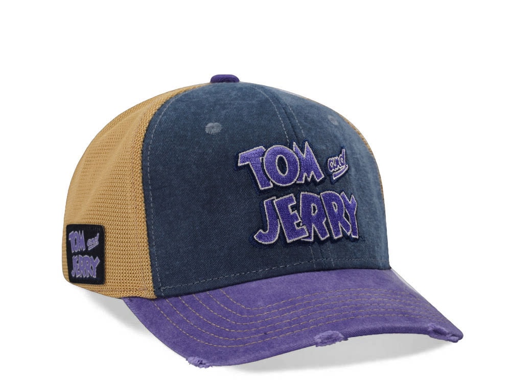 Capslab Tom and Jerry Distressed Navy Trucker Snapback Hat