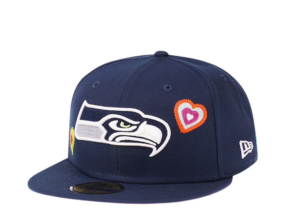 New Era Seattle Seahawks Navy Chainstitchheart Edition 59Fifty Fitted Hat