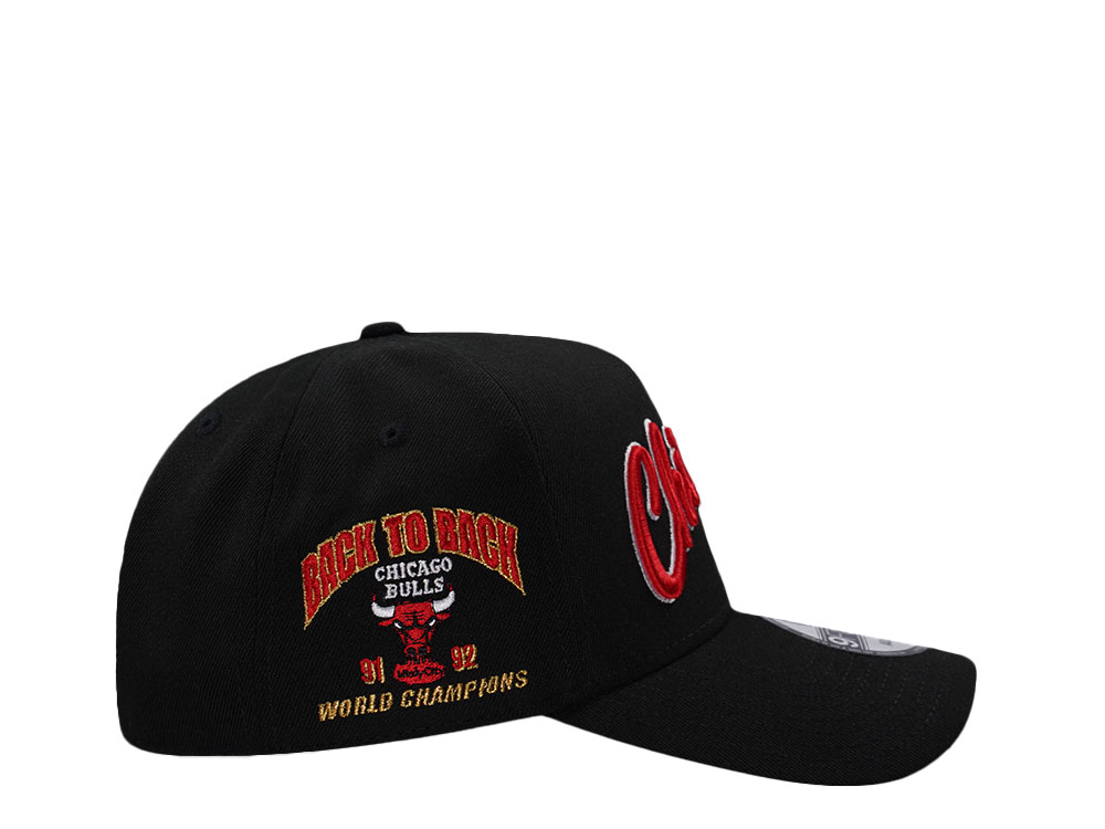 New Era Chicago Bulls Back To Back World Champions Black Prime Edition 9Forty A Frame Snapback Hat