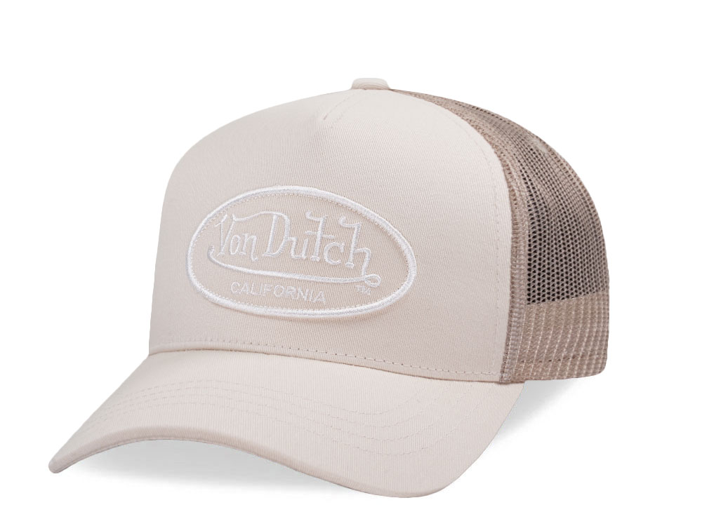 Von Dutch Oval Patch White Trucker Strapback Hat