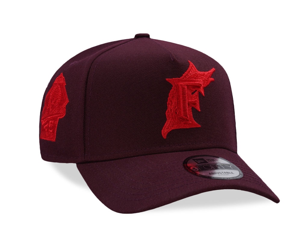 New Era Florida Marlins 25th Anniversary Maroon Prime Edition 9Forty A Frame Snapback Hat