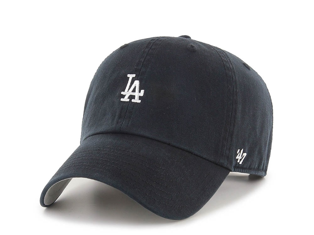 47 Brand Los Angeles Dodgers Base Runner Black Edition Clean Up Strapback Hat