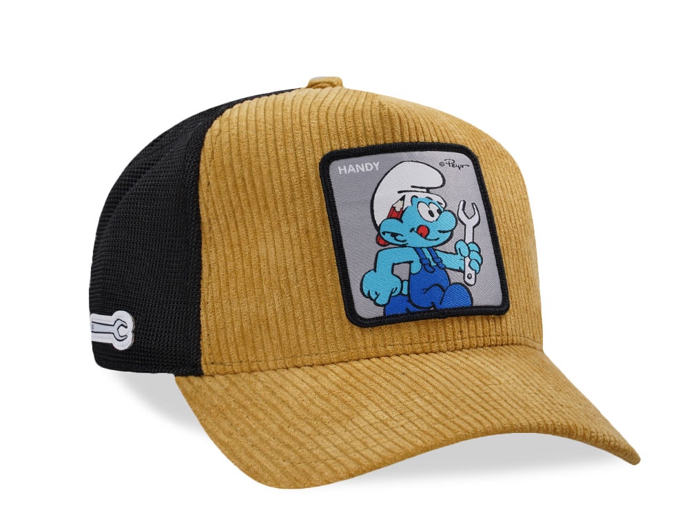 Capslab Square Patch Handy Smurf Brown Cord Trucker Snapback Hat
