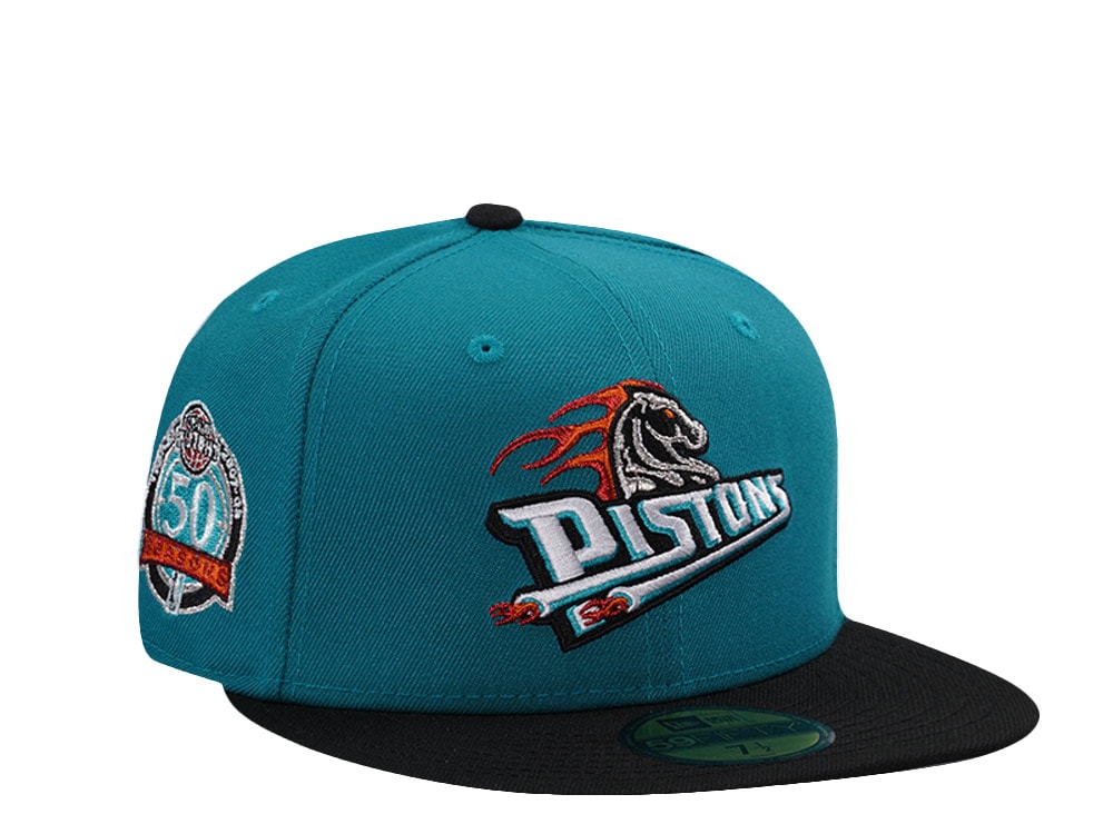 New Era Detroit Pistons 50th Anniversary Aqua Teal Two Tone Edition 59Fifty Fitted Hat