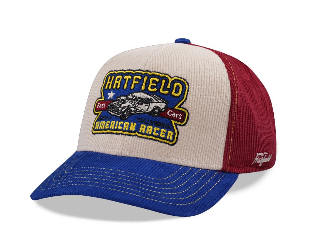 Hatfield American Racer Corduroy White Blue Snapback Hat