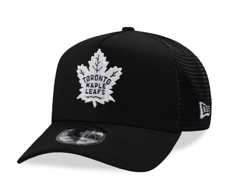 New Era Toronto Maple Leafs Black Prime Edition 9Forty A Frame Trucker Snapback Hat