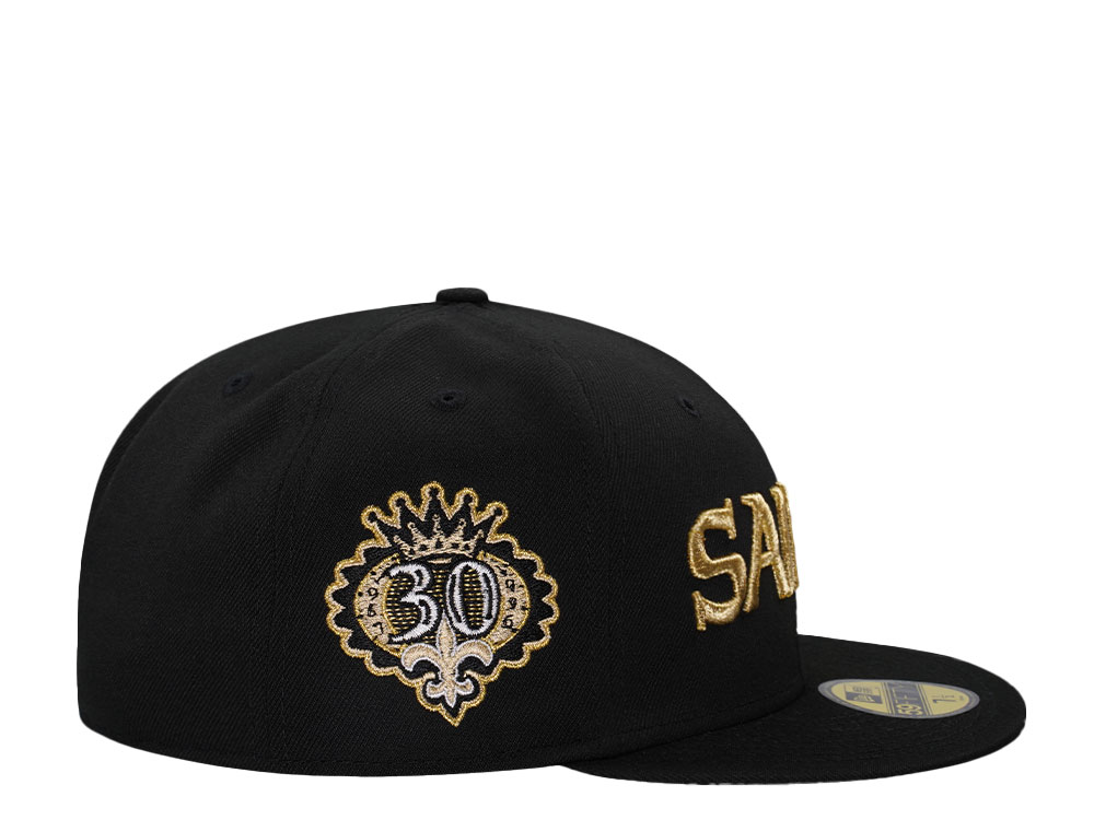 New Era New Orleans Saints 30th Anniversary Black Prime Edition 59Fiftys Fitted Hat