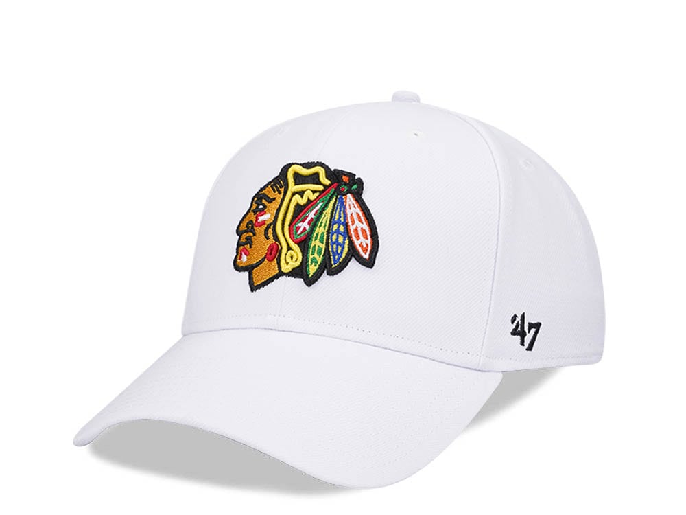 47Brand Chicago Blackhawks White MVP Snapback Hat