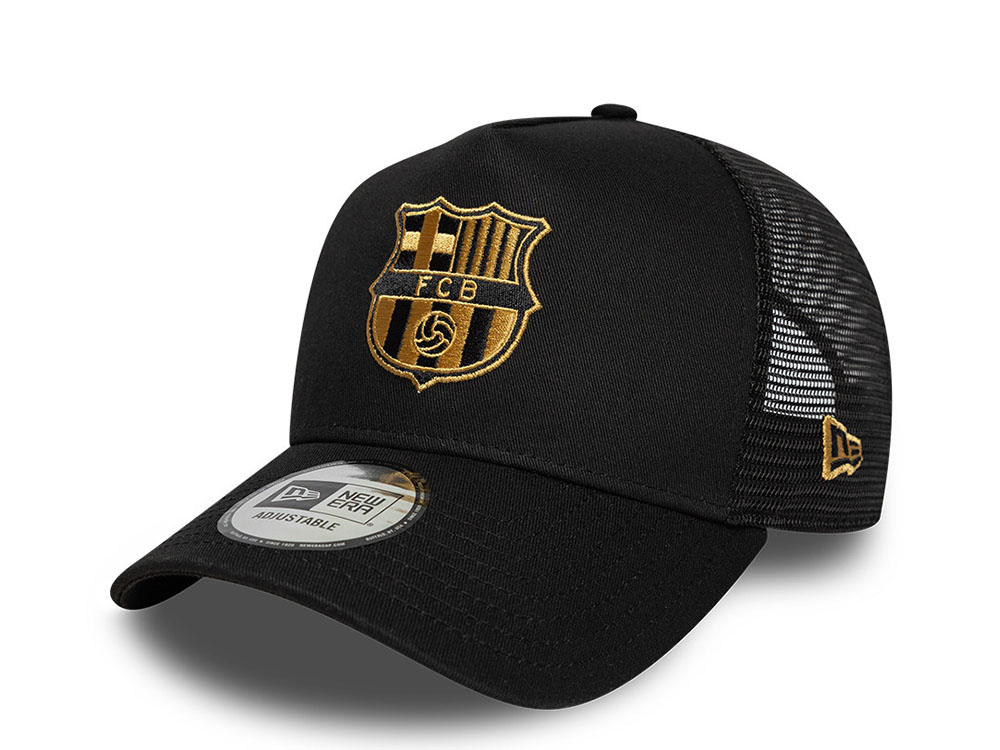 New Era Barcelona Fc Black Gold Edition 9Forty A Frame Trucker Snapback Hat