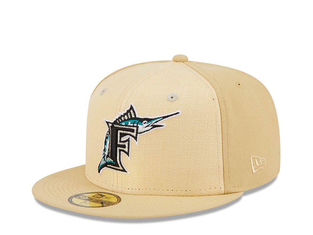 New Era Florida Marlins Inaugural Year 1993 Raffia Front Vegas Gold Edition 59Fifty Fitted Hat