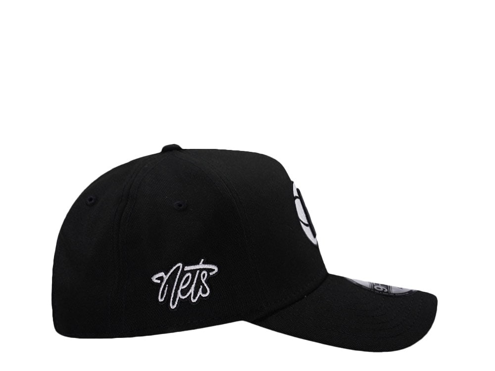 New Era Brooklyn Nets Script Black Prime Edition 9Forty A Frame Snapback Hat