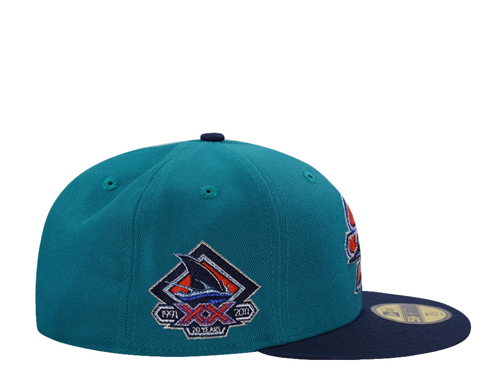 New Era San Jose Sharks 20th Anniversary Aqua Blue Two Tone Edition 59Fifty Fitted Hat