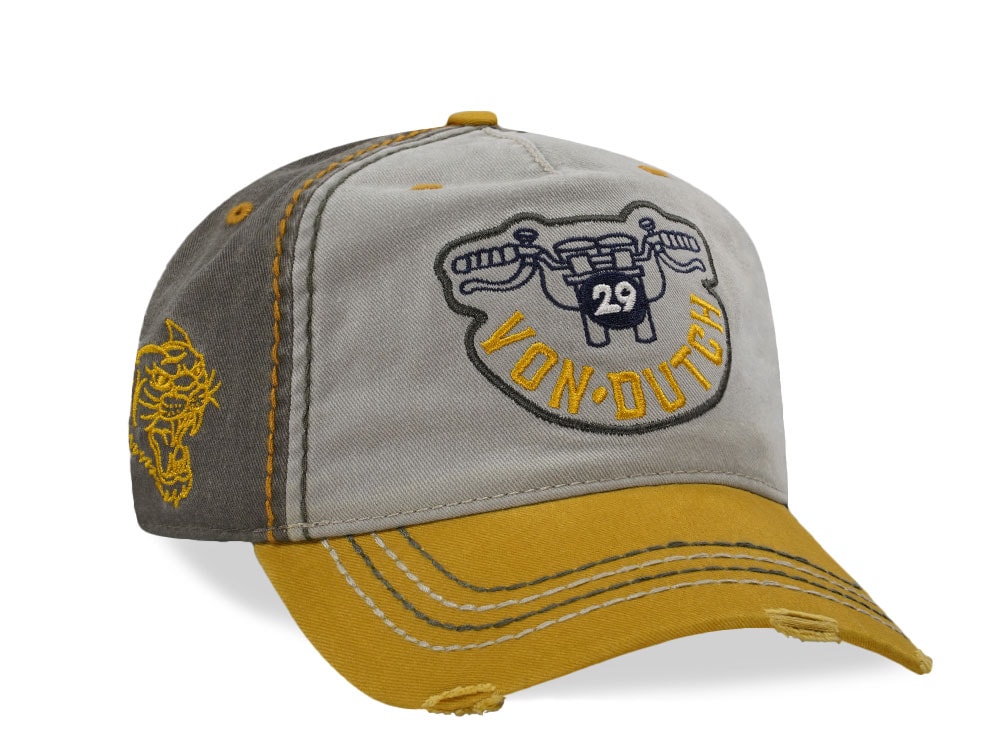 Von Dutch Distressed Retro Gray Two Tone Edition Strapback Hat