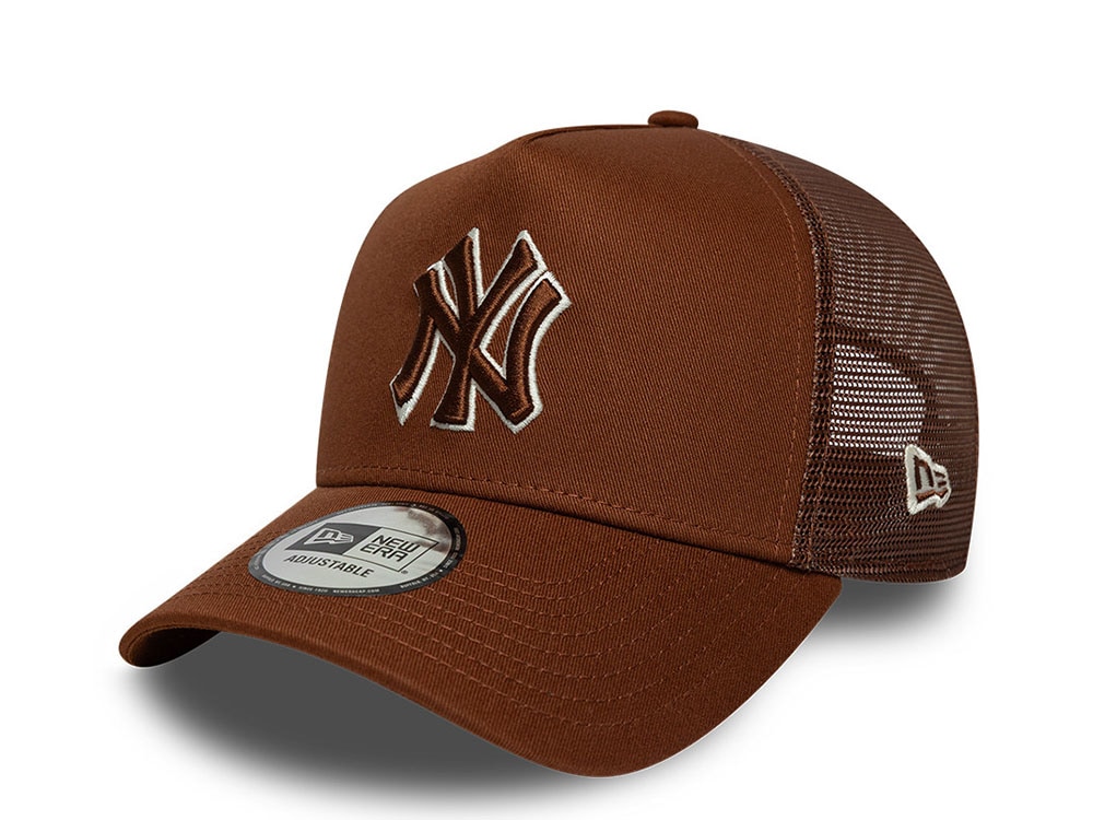 New Era New York Yankees Outline Brown Prime Edition 9Forty A Frame Trucker Snapback Hat