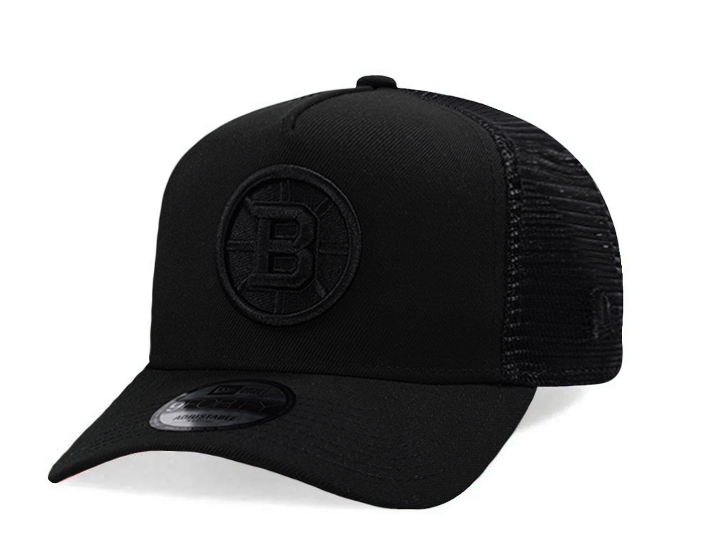 New Era Boston Bruins Black Prime Edition 9Forty A Frame Trucker Snapback Hat