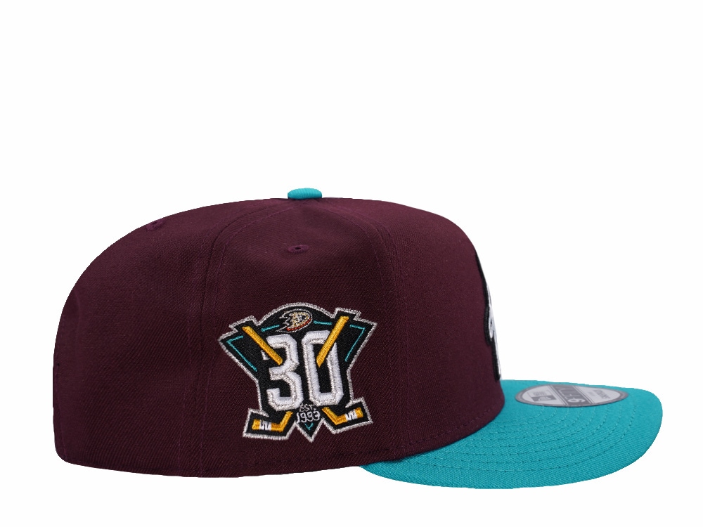 New Era Anaheim Ducks 30th Anniversary Maroon Two Tone Edition 9Fifty A Frame Snapback Hat